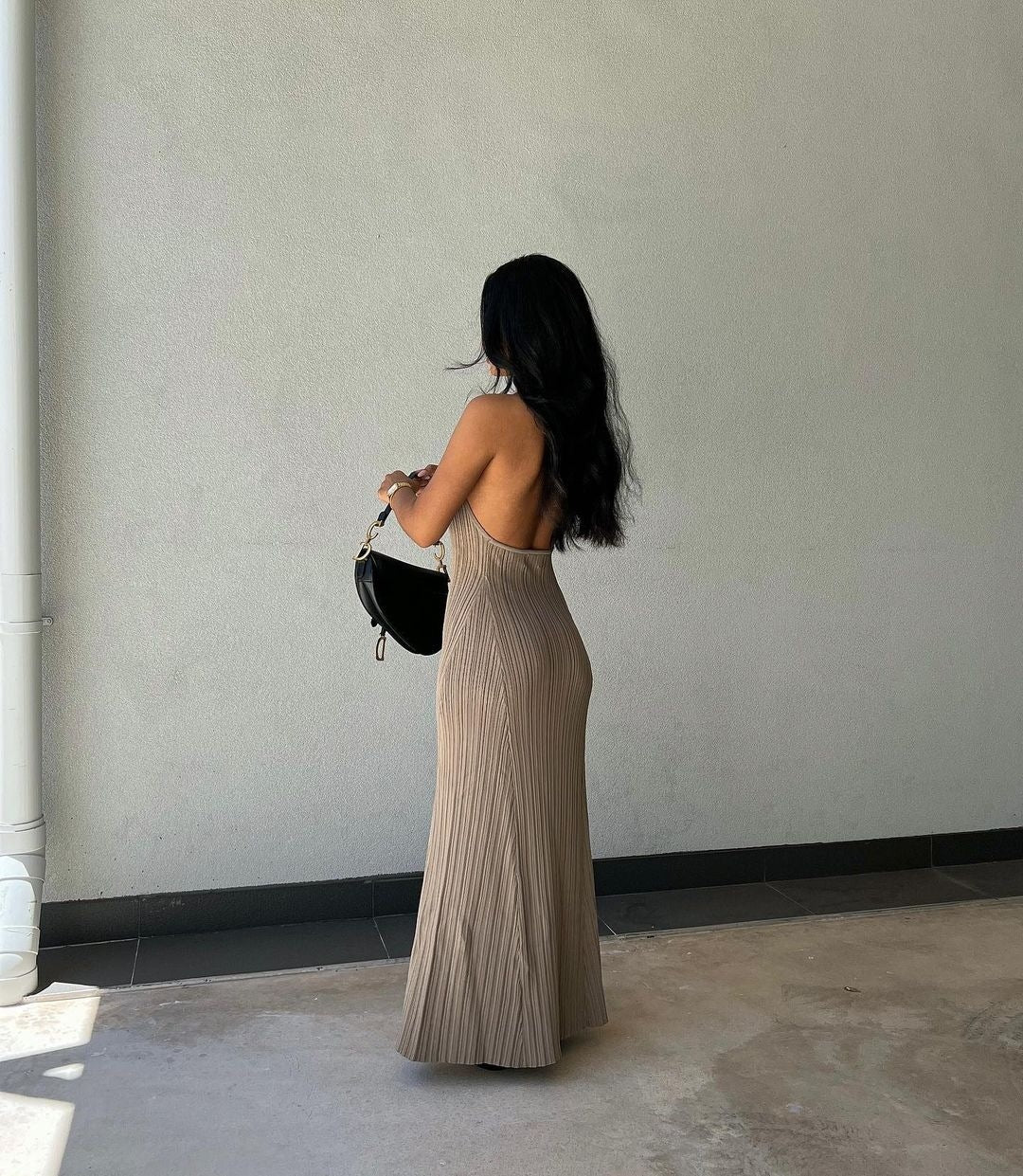 Backless Knitted Lace Up Maxi Dress | Shop Now - York & Dante York & Dante Backless Knitted Lace Up Maxi Dress | Shop Now - York & Dante York & Dante