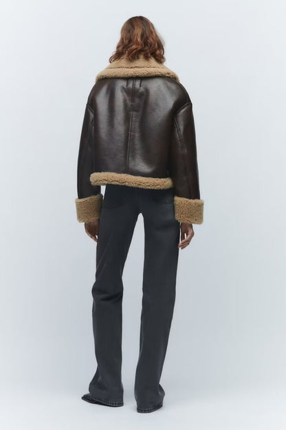 Faux Fur Leather Jacket