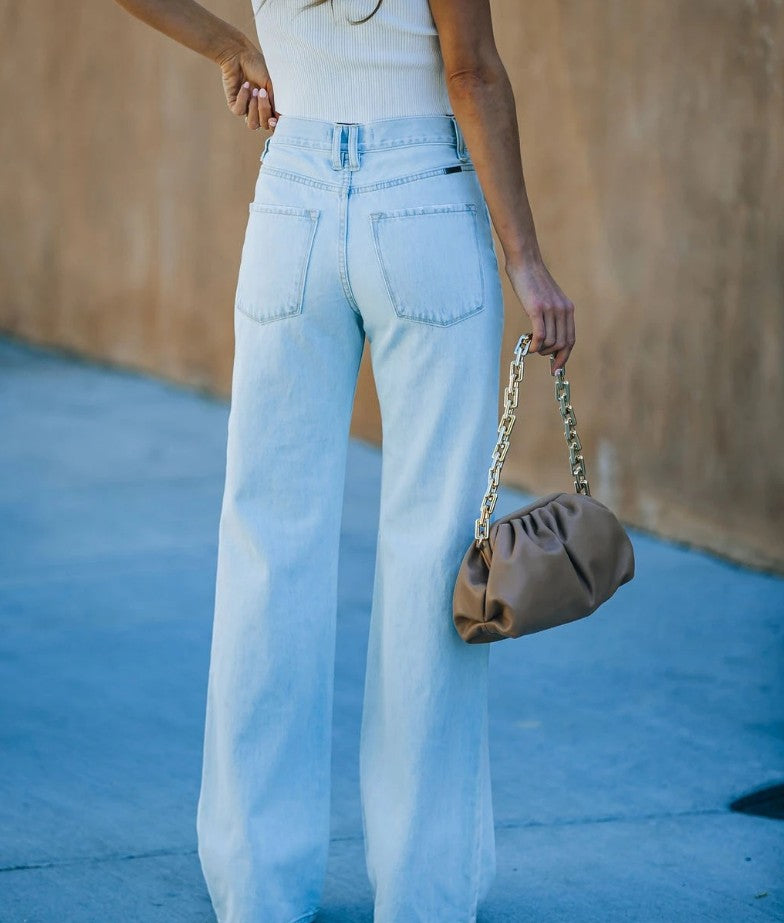 Jeans de cintura alta con agujeros sueltos para mujer