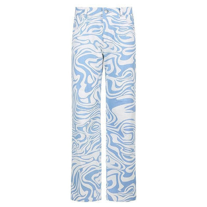 Abstract High Waisted Jeans