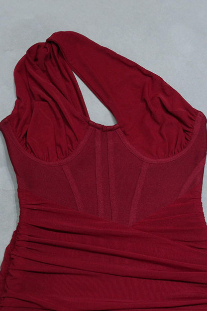 Cutout One-Shoulder Midi Bandage Dress - York & Dante LLC