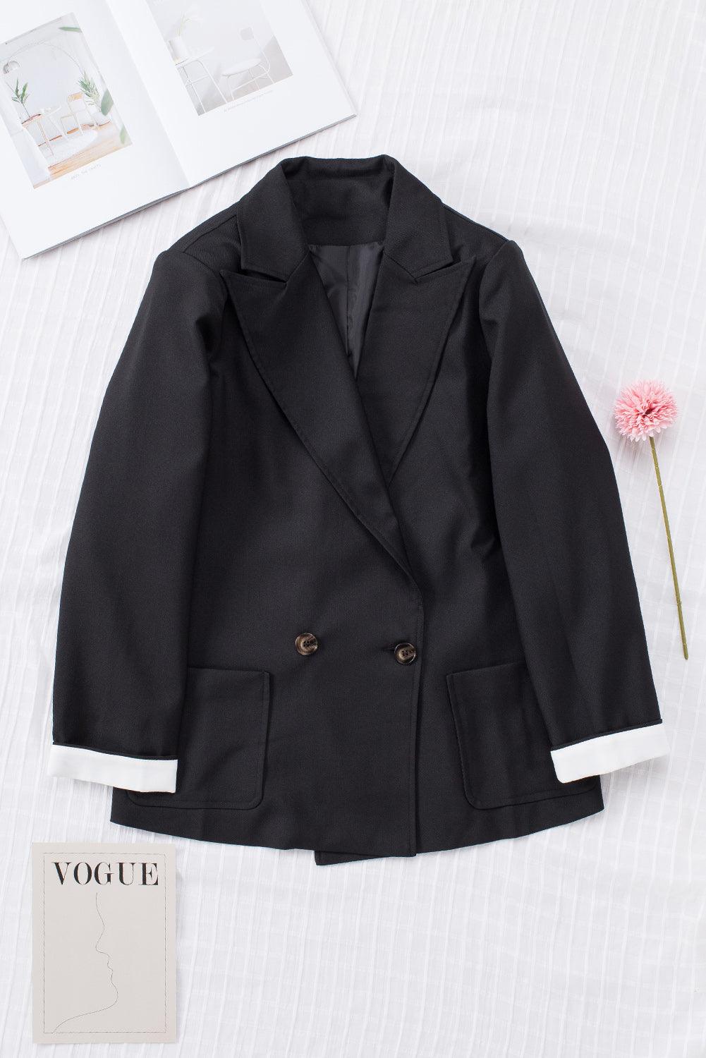 Double-Breasted Blazer with Pockets - York & Dante LLC