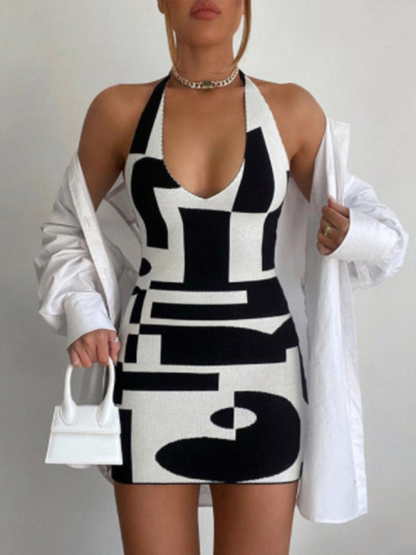 Mini-robe à imprimé contrasté 