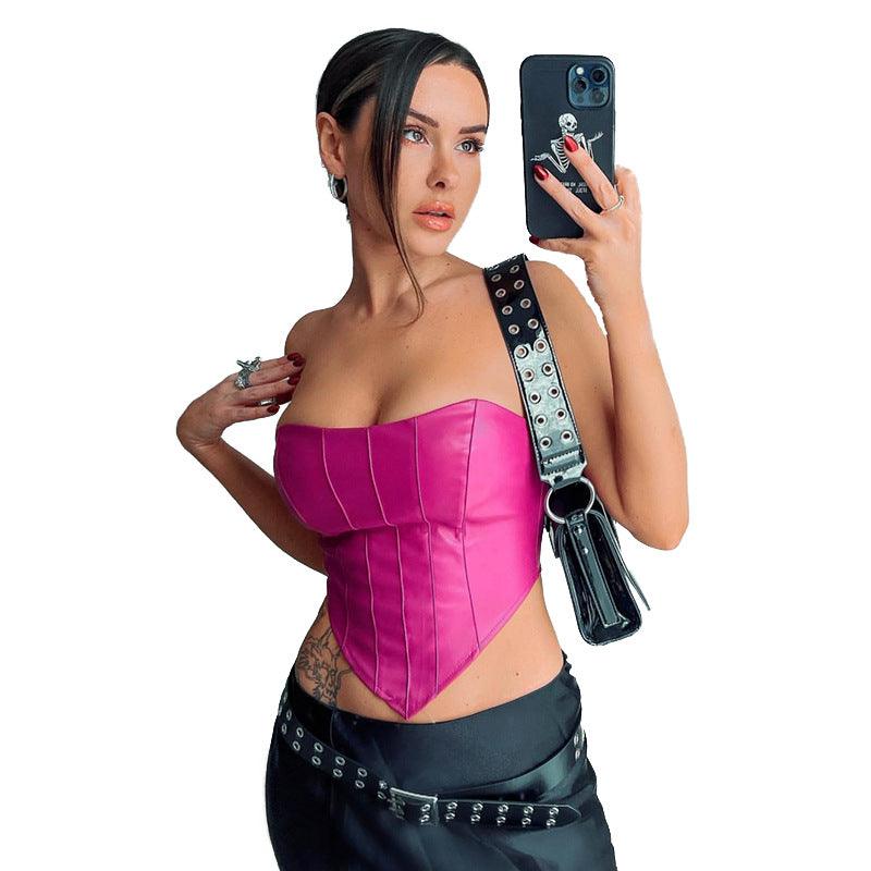 Style Fashionable Elegant Sexy Tube Top Pu cropped Outfit Women Vest Small Tube Top Women - York & Dante LLC
