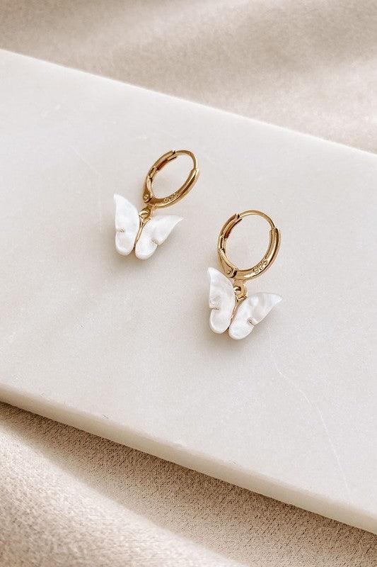 White Butterfly Earrings - York & Dante LLC